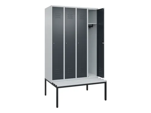 locker met bank,HxBxD 2120x1200x815mm,4vak,vak B 300mm,cil.-slot