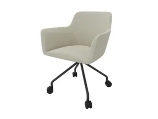 Bezoekersstoel 4-Voet/4Wielen Ronde Buis Donkergrijs Beige - 1