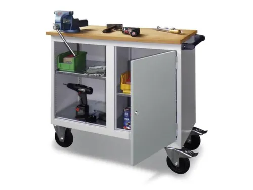 Werkplaatswagen 400kg Staalplaat 915x1090x600mm 1 Open Vak 1 Kast