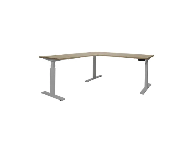 Elektrisch Hoekbureau Dextro Plus 160x200cm Frame Alu Havana Kersen