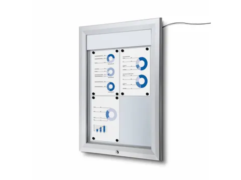 Outdoor mededelingenbord 4x A4 met logopaneel LED verlicht