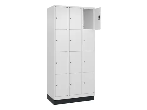 lockerkast,HxBxD 1950x900x500mm,3x4vakken,vak B 300mm,cil.-slot,sokkel