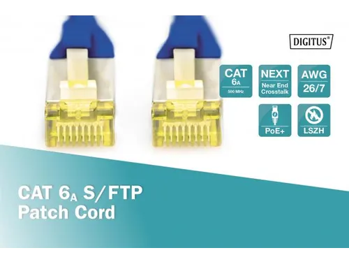 CAT 6A S-FTP patchkabel Cu LSZH AWG 26/7 Lengte 0,25m Blauw