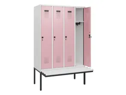 locker met bank,HxBxD 1950x1200x815mm,4vak,vak B 300mm,draaigrendel
