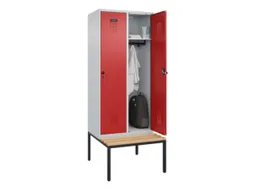 locker met bank,HxBxD 2120x800x815mm,2vak,vak B 400mm,draaigrendel