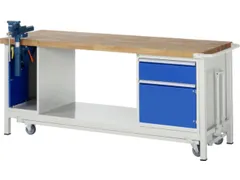 Werkbank Hxbxd 880x2000x700mm Beukenhouten Werkblad 1lade 2 Kasten