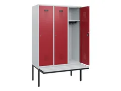 locker met bank,HxBxD 1950x1200x815mm,3vak,vak B 400mm,cilinderslot