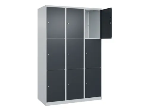 lockerkast,HxBxD 1850x1200x500mm,3x3vakken,vak B 400mm,cil.-slot