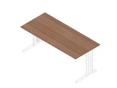 bureau,HxBxD 730x1800x800mm,blad canaletto-hout,C-voet wit