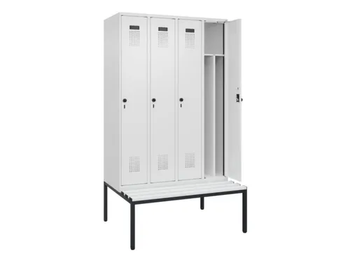 locker met bank,voor scheiding van kleding,HxBxD 2120x1200x815mm,4vak