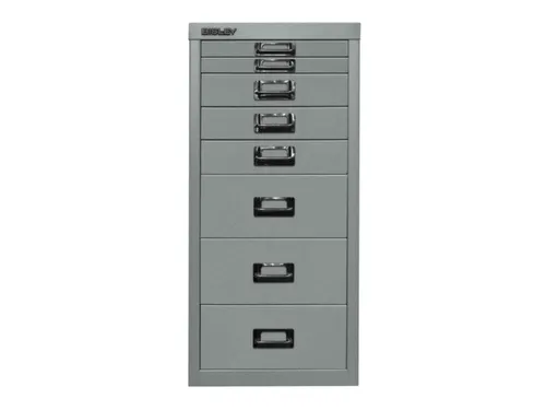 kantoor-ladekast HxBxD 590x279x380mm 8 laden romp zilverkleurig staal