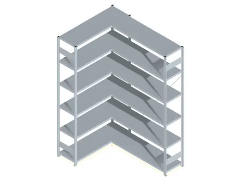 Hoekstelling Hxbxd 2500x1360/1415x435mm Veldlast 900kg 2x6legborden