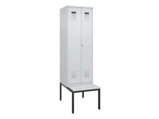 locker met bank,voor scheiding van kleding,HxBxD 2120x600x815mm,2vak - 2