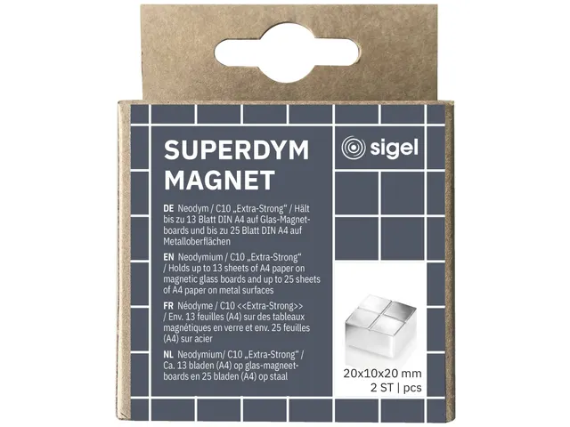 Magneten Sigel voor glasbord set 2stuks zilverkleurig C10 Extra-sterk