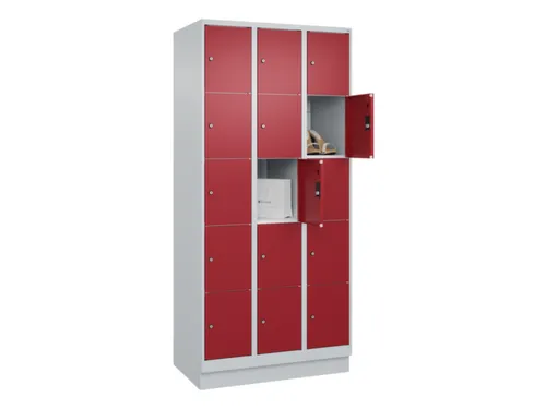 lockerkast,HxBxD 1950x900x500mm,3x5vakken,vak B 300mm,cil.-slot,sokkel