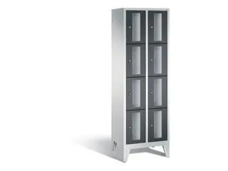 Lockerkast 1850x610x500mm 2x4 vakken Cilinderslot Poten, RAL7021 - 2
