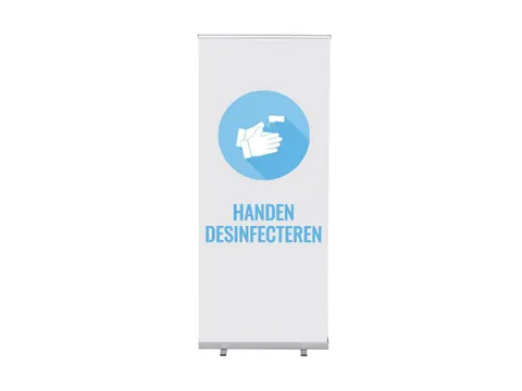 Roll-Banner Budget 85 Complete Set Handen Desinfecteren Wit