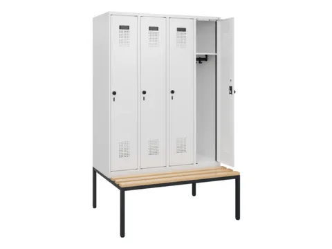locker met bank,HxBxD 1950x1200x815mm,4vak,vak B 300mm,draaigrendel