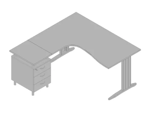 bureauset bureau staand ladeblok links 730x1600x1650mm C-voet grijs