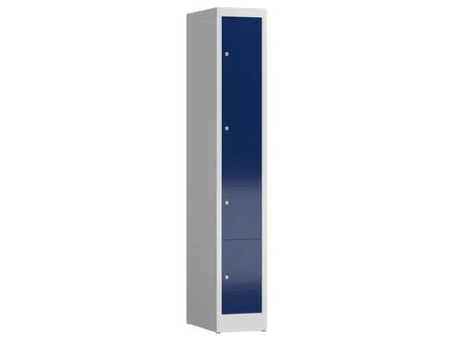 Lockerkast 1800x310x500mm 1x4 vakken cilinderslot, sokkel, RAL5010
