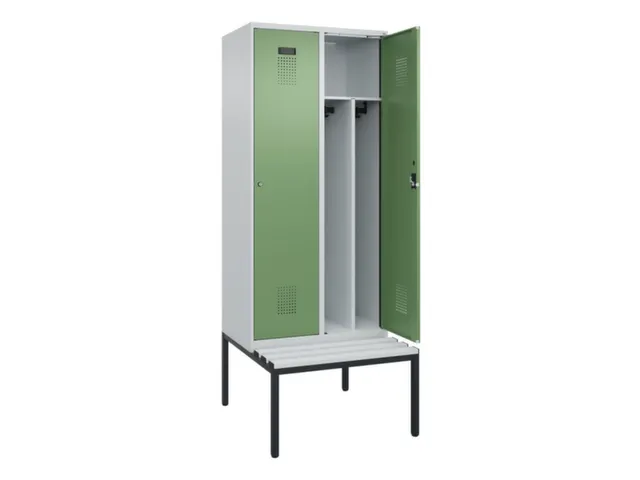 locker met bank,voor scheiding van kleding,HxBxD 2120x800x815mm,2vak