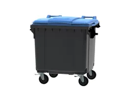 Container 1100 liter vlak deksel Grijs Blauw