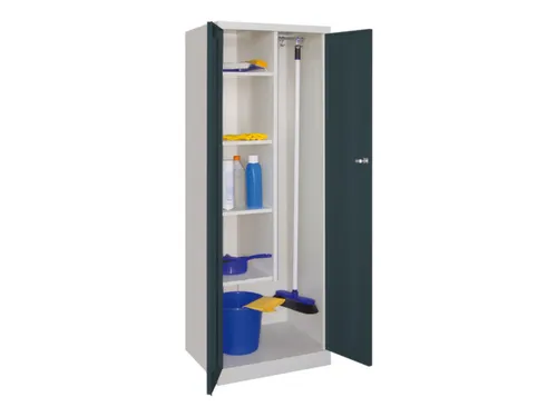 Schoonmaakkast HxBxD 1800x600x500mm 4 Legborden RAL7035 Front RAL7016