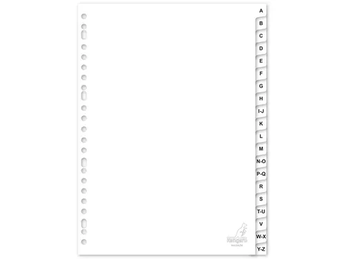 Tabblad Kangaro A4 letters PP 120 micron wit 23-gaats 20-delig A-Z