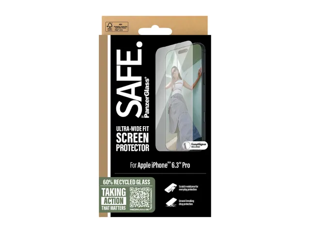 PanzerGlass SAFE. by Screen Protector iPhone 16 Pro | Ultra-Wide Fi