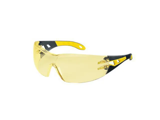 Uvex Pheos 9192.385 veiligheidsbril, amberikleurige lens, geel/zwart m