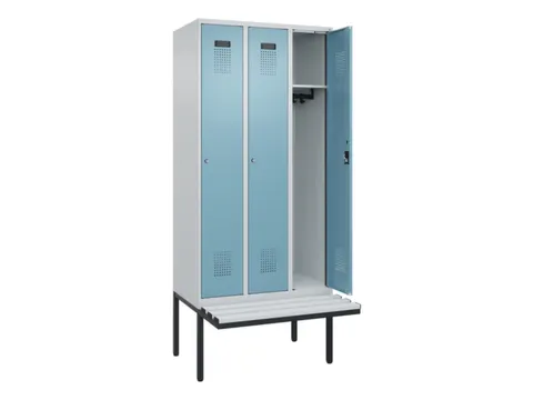 locker met bank,HxBxD 2120x900x815mm,3vak,vak B 300mm,cilinderslot