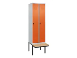locker met bank,HxBxD 2120x600x815mm,2vak,vak B 300mm,draaigrendel
