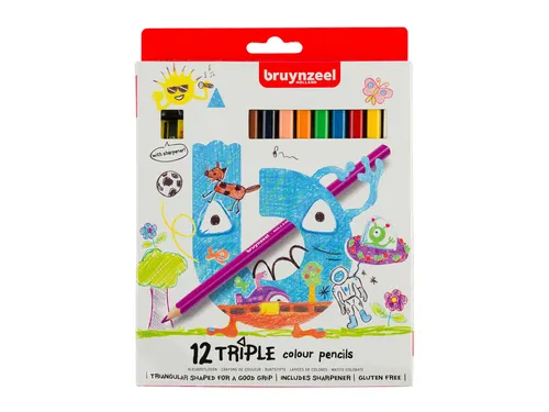 Kleurpotloden Bruynzeel Kids Triple assorti 12 stuks