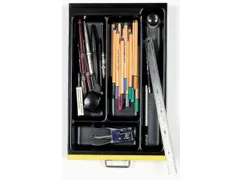 Inzetbak voor bureau-accessoires,4vakken,v. front H 51mm,BxD 232x365mm