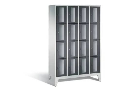 Lockerkast 1850x1190x500mm 4x4 vakken Cilinderslot Poten, RAL7021
