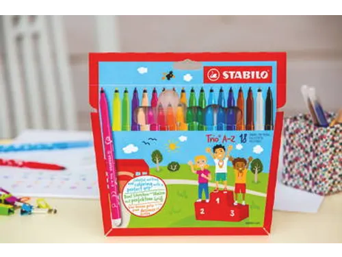 Viltstift STABILO Trio A-Z 378 240st assorti