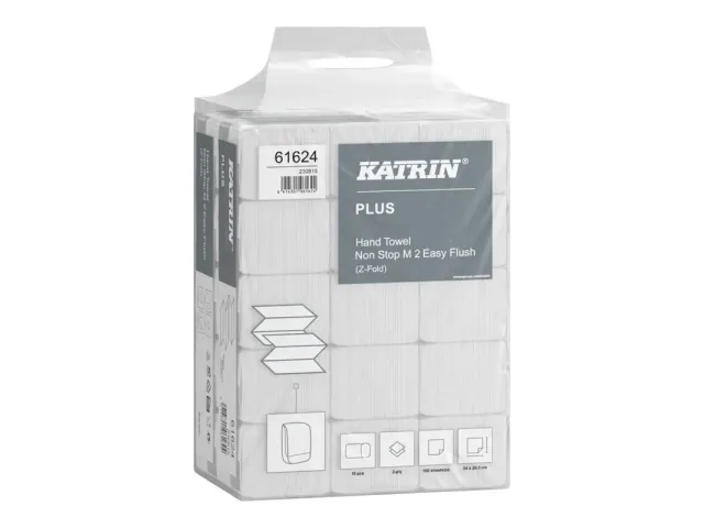 Handdoek Katrin Plus z-vouw 2-laags 203x240mm 15x160 vel wit 61624