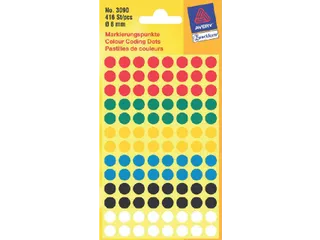 Etiket Avery Zweckform 3090 Rond 8mm Assorti 416stuks - 2