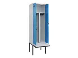 PBM-locker met bank,HxBxD 2120x600x815mm,2vak,vak B 300mm,draaigrendel