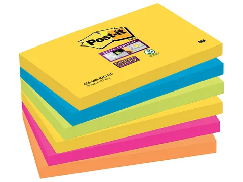 Memoblok Post-it 655-SSRO Super Sticky 76x127mm Rio Assorti