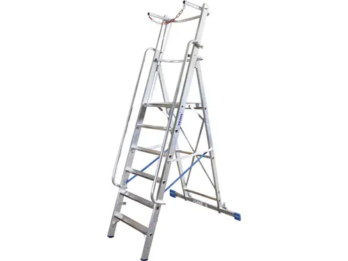 verrijdbare treden-platformladder eenzijdig 9treden stand H 2 1m