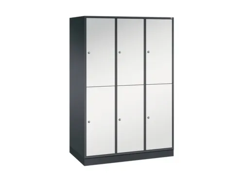 Dubbeldekse garderobekast,RAL 7021/RAL 7035,HxBxD 1950x1220x600mm