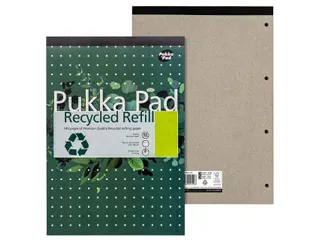 Schrijfblok Pukka Recycled A4 lijn 4-gaats 100 vel 80 gram groen - 6