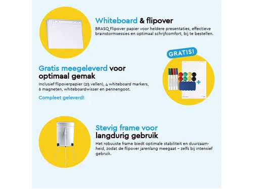 BRASQ Flipover Basic 70x100cm Magnetisch Aluminum met accessoires