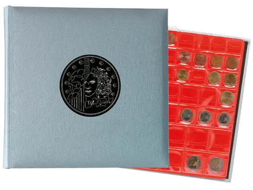 Muntenverzamelalbum Exacompta 24.5x25cm 5 vel à 43 vakjes 4-rings gri