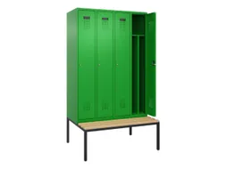 locker met bank,voor scheiding van kleding,HxBxD 2120x1200x815mm,4vak
