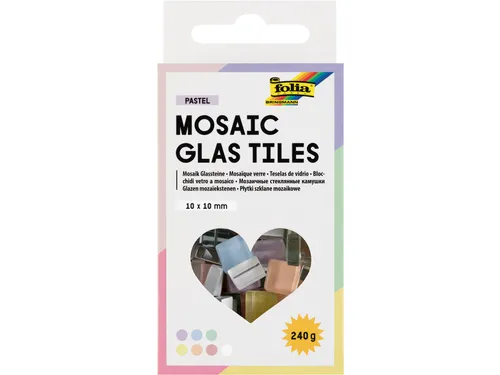 Folia Mozaieksteentjes glas 10x10mm pastelkleuren assorti