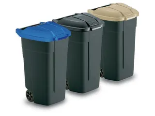 Afvalbak 100 Liter HxBxD 850x510x550mm Pp Romp en Deksel Antraciet - 2