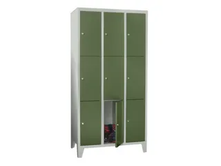 lockerkast,HxBxD 1850x1200x500mm,3x3vakken,RAL7035,front RAL6011 - 2
