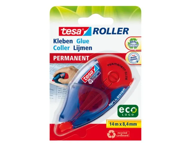 Lijmroller Tesa ecoLogo navulbaar permanent op blister